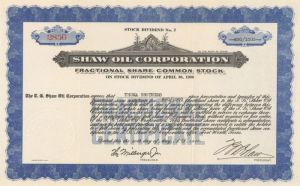 Shaw Oil Corporation - Stock Certificate