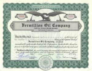 Vermillion Oil Co. - Stock Certificate