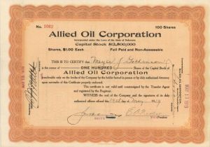 Allied Oil Corp. - Stock Certificate