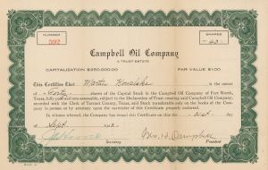 Campbell Oil Co. - Stock Certificate