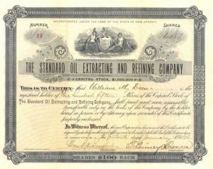 Standard Oil Extracting and Refining Co. - Stock Certificate - Newly Discovered