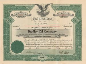 Bradley Oil Co. - Stock Certificate