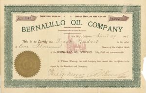Bernalillo Oil Co. - Stock Certificate