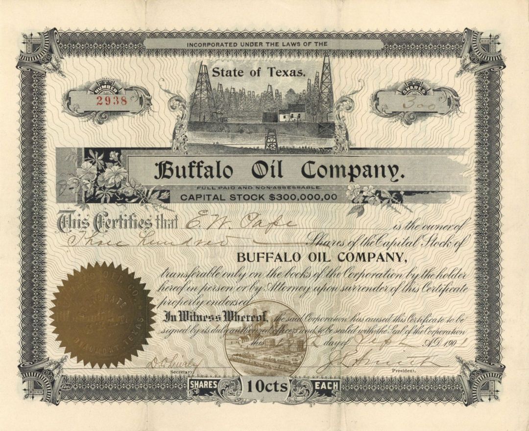Buffalo Oil Co. - Stock Certificate