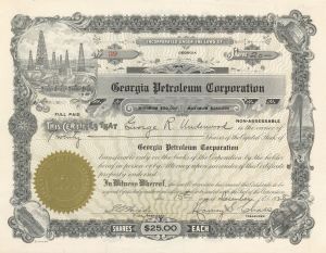 Georgia Petroleum Corp. - Stock Certificate