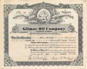 Gilmac Oil Co. - Stock Certificate