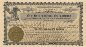 New York Coalinga Oil Co. - Stock Certificate