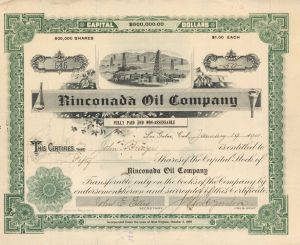 Rinconada Oil  Co. - Stock Certificate