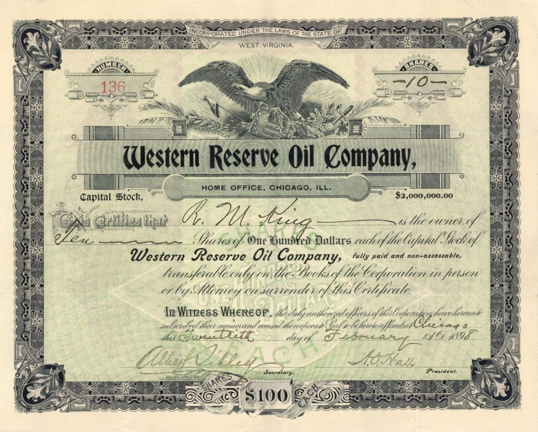 Western Reserve Oil  Co. - Stock Certificate