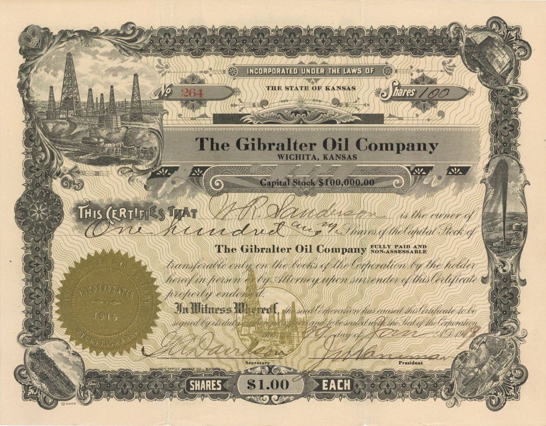 Gibralter Oil Co. - Stock Certificate