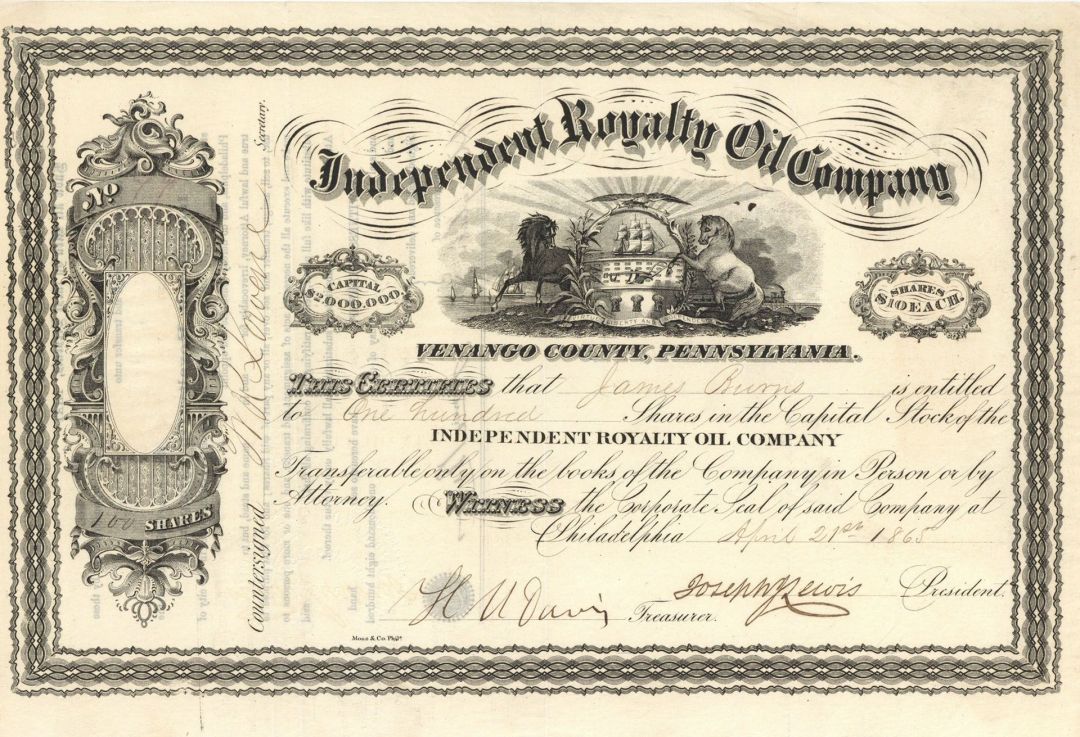 Independent Royalty Oil Co. - Stock Certificate