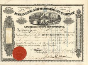 McClintock and Mahoning Oil Co. - Stock Certificate