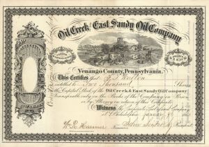 Oil Creek and East Sandy Oil Co. - Stock Certificate