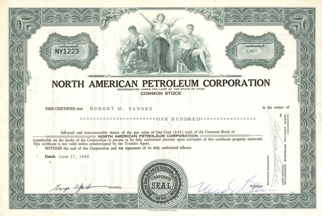 North American Petroleum Corp. - 1960 dated Oil Stock Certificate