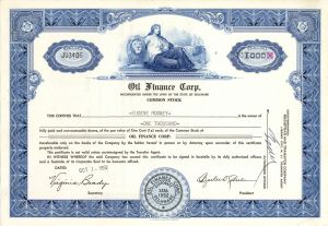 Oil Finance Corp. - Stock Certificate