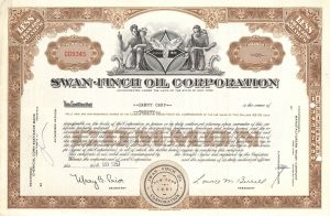 Swan-Finch Oil Corp. - 1957 dated Stock Certificate - High Quality Lubricants