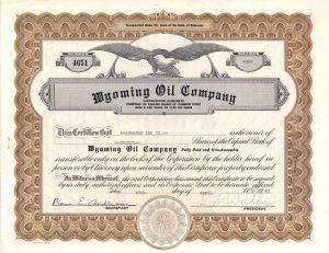 Wyoming Oil Co. - Stock Certificate