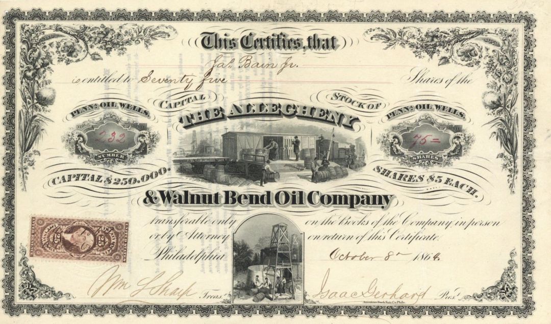 Allegheny and Walnut Bend Oil  Co. - Stock Certificate