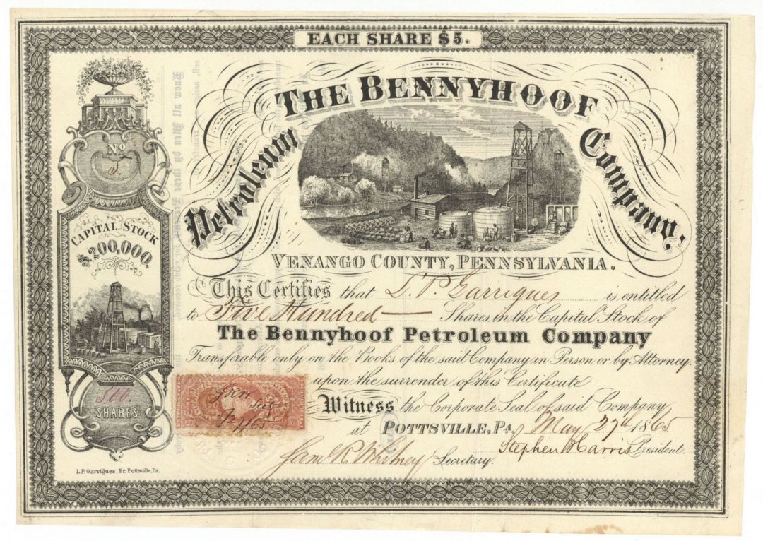 Bennyhoof Petroleum Company - Stock Certificate