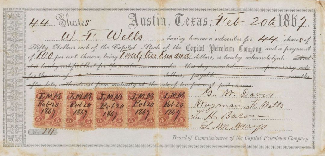 Capital Petroleum Co. - Stock Certificate