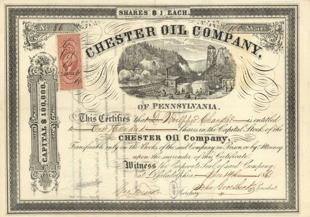 Chester Oil Co. of Pennsylvania - Stock Certificate