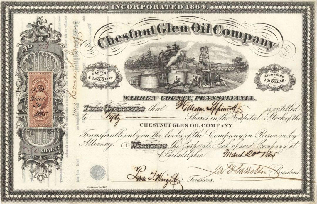 Chestnut Glen Oil Co. - Stock Certificate