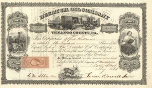 Decatur Oil Co. - 1864 dated Stock Certificate