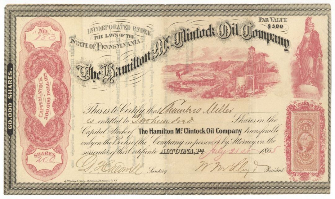 Hamilton McClintock Oil Co. - Stock Certificate