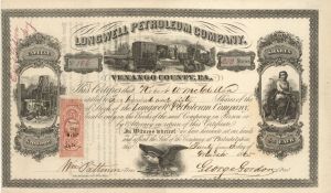 Longwell Petroleum Co. - 1865 dated Stock Certificate