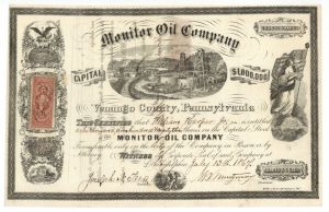 Monitor Oil Co. - 1867 dated Stock Certificate