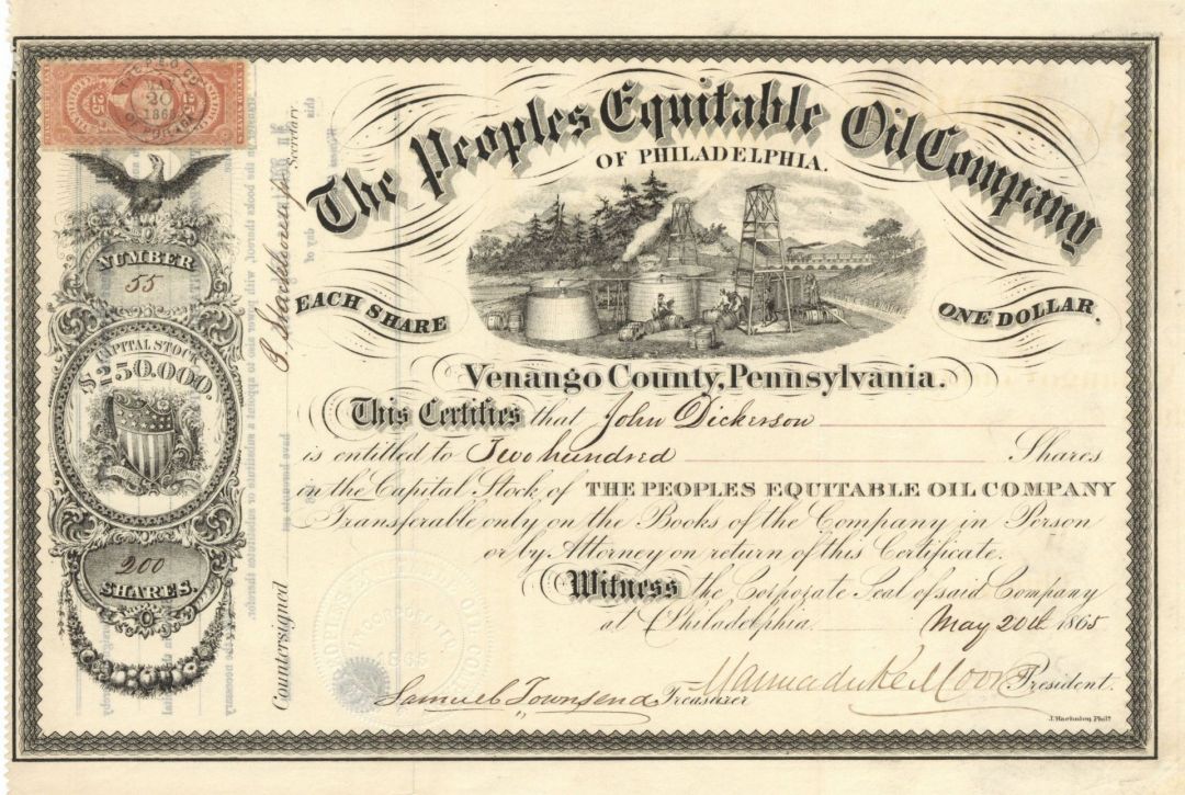 Peoples Equitable Oil Co. of Philadelphia - Stock Certificate