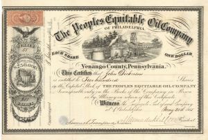 Peoples Equitable Oil Co. of Philadelphia - Stock Certificate