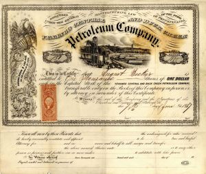Venango Central and Duck Creek Petroleum Co. - 1867 dated Stock Certificate