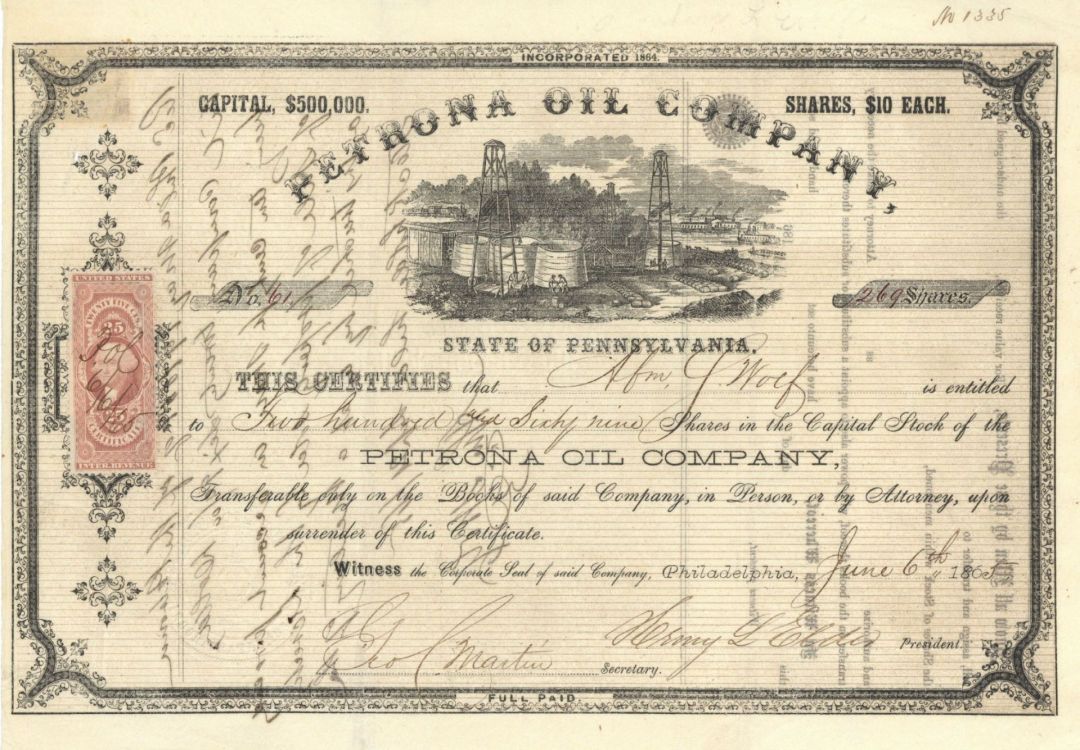 Petrona Oil Co. - Stock Certificate