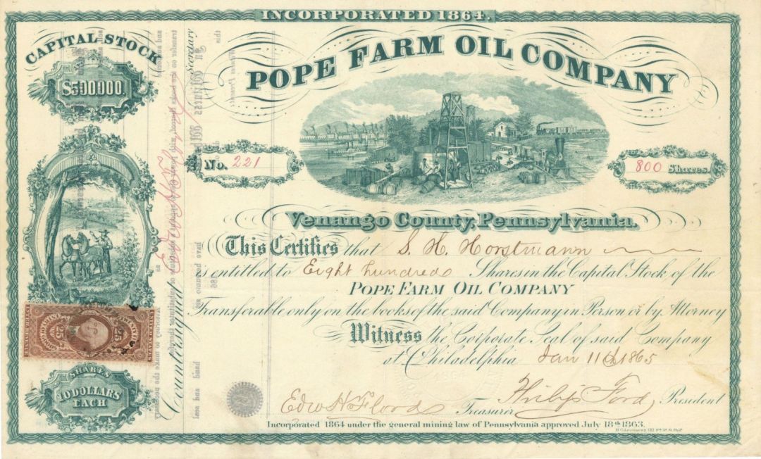 Pope Farm Oil Co. - Stock Certificate