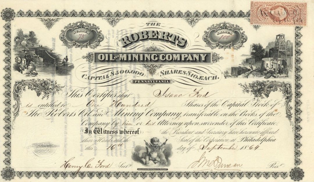 Roberts Oil and Mining Co. - Stock Certificate
