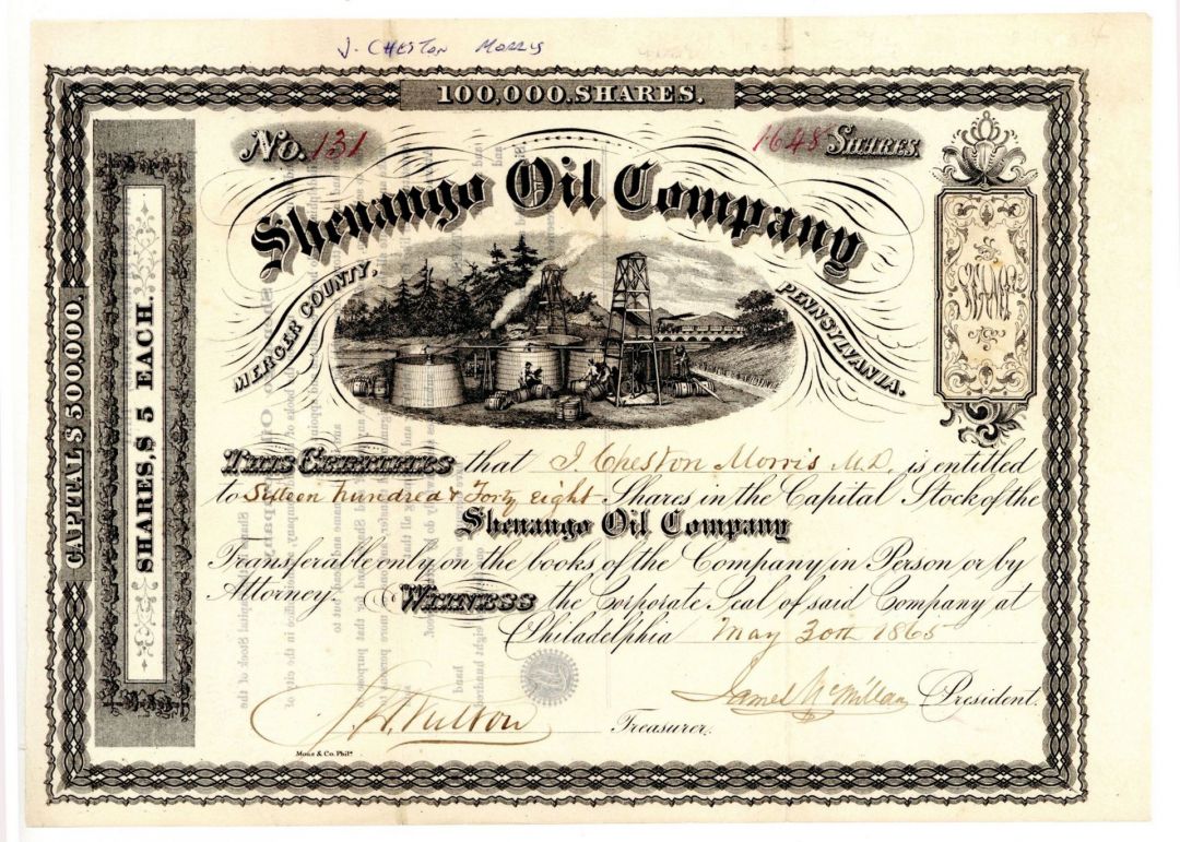 Shenango Oil Co. - Stock Certificate