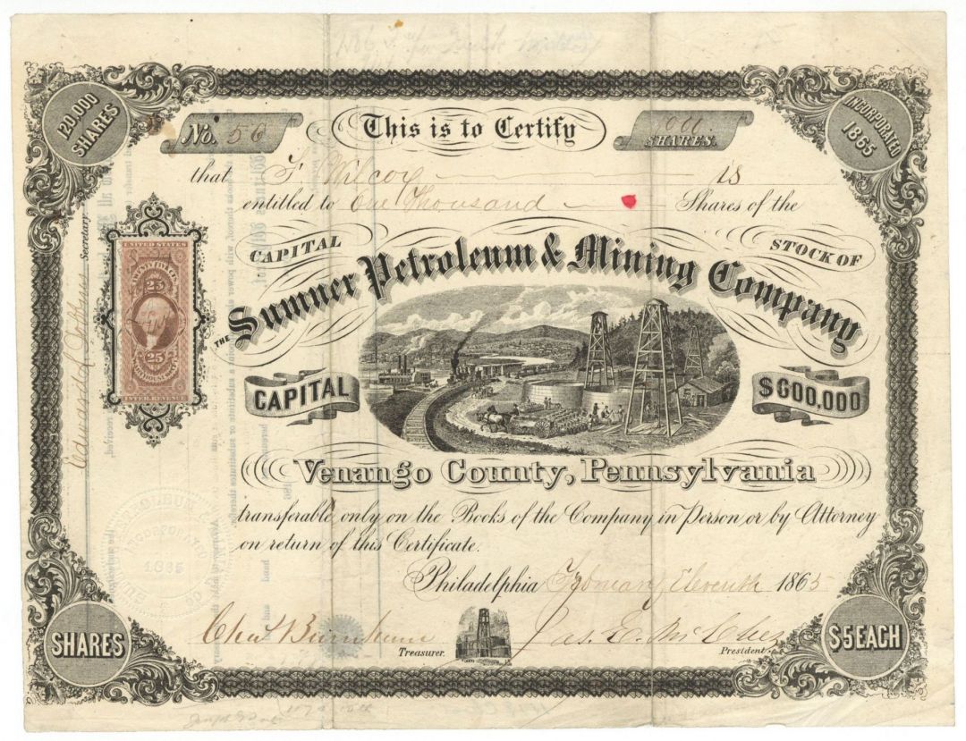 Summer Petroleum and Mining Co. - Stock Certificate