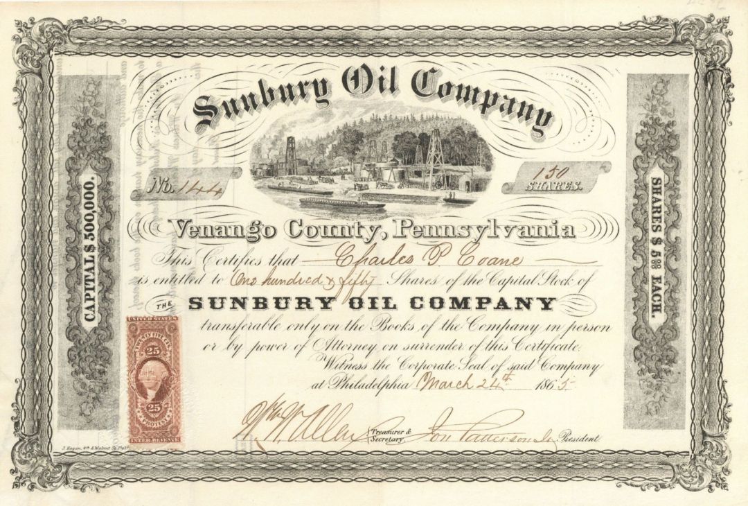 Sunbury Oil Co. - Stock Certificate