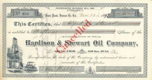Hardison and Stewart Oil Co. - Stock Certificate