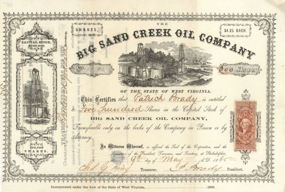 Big Sand Creek Oil Co. - Stock Certificate