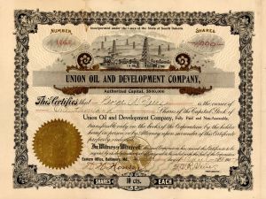 Union Oil and Development Co. - Stock Certificate