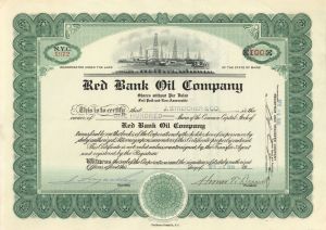 Red Bank Oil Co. - 1930's dated Stock Certificate