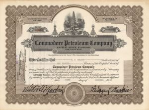 Commodore Petroleum Co. - 1929 or 1930 dated Stock Certificate