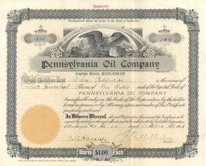Pennsylvania Oil Co. - 1901 dated Stock Certificate