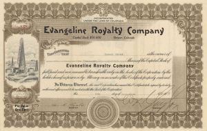 Evangeline Royalty Co. - 1935 dated Stock Certificate