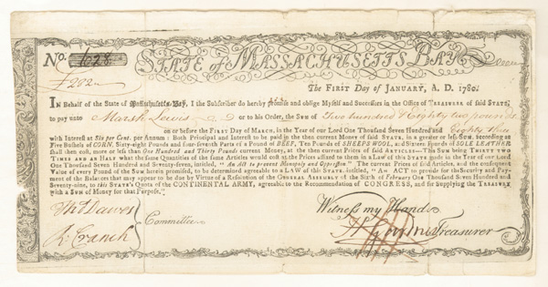 State of Massachusetts Bay Bond