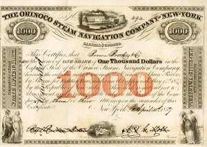 Orinoco Steam Navigation Co. of New York - Stock Certificate