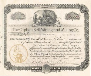 Orphan Bell Mining and Milling Co. - Stock Certificate