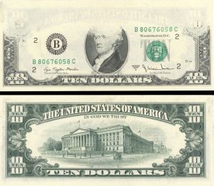 $10 Underinking of 2nd Printing - New York District - 1977A dated Paper Money Error